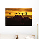 Alaska, Sandhill Crane Flying Above Clouds In Golden Sunset Sky Wall Mural