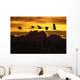 Alaska, Sandhill Crane Flying Above Clouds In Golden Sunset Sky Wall Mural