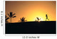 Woman In Distance, Silhouetted Running At Sunset, Palm Trees Wall Mural