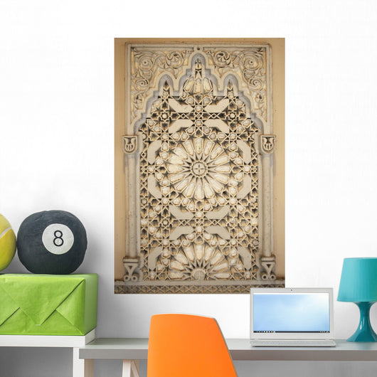 Ornate Stone Carving Wall Mural