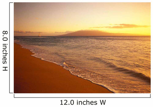 Hawaii, Maui, Hazy Orange Sunset Over Ka'anapali Beach, Gentle Waves Wall Mural