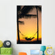 Silhouetted Couple Laying In Hammock On Beach At Sunset, Palm Trees Wall Mural