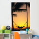 Silhouetted Couple Laying In Hammock On Beach At Sunset, Palm Trees Wall Mural
