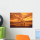 Couple Silhouetted On The Beach During Sunset Wall Mural