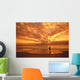 Couple Silhouetted On The Beach During Sunset Wall Mural