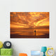 Couple Silhouetted On The Beach During Sunset Wall Mural