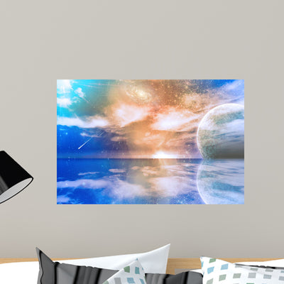 Alien World Wall Mural shown on a wall