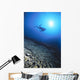 Silhouetted By Sunburst In Blue Ocean Wall Mural