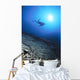 Silhouetted By Sunburst In Blue Ocean Wall Mural