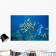 Fiji, Schooling Longfin Bannerfish Diver Background Wall Mural