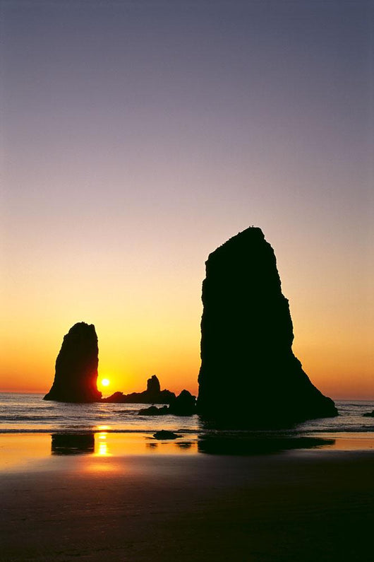 Oregon, Cannon Beach, Sea Stacks At Sunset Wall Mural