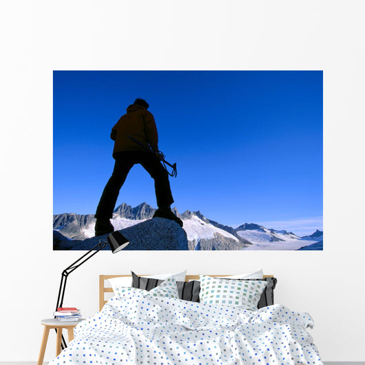 Hiker / Climber Takes In View Wall Mural