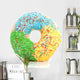 a tricolor donot with colorful speckles on top Wall Decal