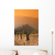 China, The Great Wall At Hazy Orange Sunset Wall Mural