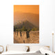 China, The Great Wall At Hazy Orange Sunset Wall Mural