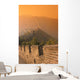 China, The Great Wall At Hazy Orange Sunset Wall Mural