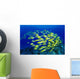 Hawaii, Large School Of Blue Stripe Snappers Over Reef Wall Mural