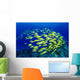Hawaii, Large School Of Blue Stripe Snappers Over Reef Wall Mural