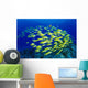 Hawaii, Large School Of Blue Stripe Snappers Over Reef Wall Mural