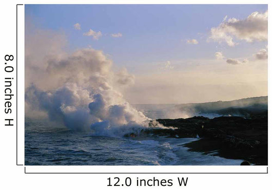 Hawaii, Big Island, Kalapana, Steam Cloud From Lava Flowing Into Ocean Wall Mural
