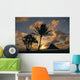 Mokoli'i Island At Sunrise Golden Light Palm Tree In Foreground Wall Mural