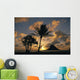 Mokoli'i Island At Sunrise Golden Light Palm Tree In Foreground Wall Mural