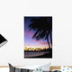 Palms At Sunset Colorful Tropical Scene Pink Clouds Golden Sky Wall Mural
