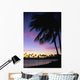 Palms At Sunset Colorful Tropical Scene Pink Clouds Golden Sky Wall Mural