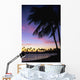 Palms At Sunset Colorful Tropical Scene Pink Clouds Golden Sky Wall Mural