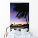 Palms At Sunset Colorful Tropical Scene Pink Clouds Golden Sky Wall Mural