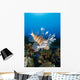 Fiji, Close-Up Side View Lionfish Over Coral Reef With Blue Ocean Wall Mural