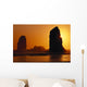 Oregon Coast, Sunset Over Sea Stacks At Cannon Beach Wall Mural