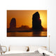 Oregon Coast, Sunset Over Sea Stacks At Cannon Beach Wall Mural