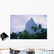 French Polynesia, Moorea, View Mt Opunohu Gray Skies And Palm Trees Wall Mural