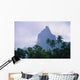 French Polynesia, Moorea, View Mt Opunohu Gray Skies And Palm Trees Wall Mural