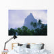 French Polynesia, Moorea, View Mt Opunohu Gray Skies And Palm Trees Wall Mural