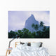 French Polynesia, Moorea, View Mt Opunohu Gray Skies And Palm Trees Wall Mural