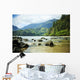Hawaii, Kauai, Waikoko, Ocean Shoreline And Mountains In Distance Wall Mural