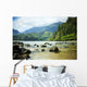 Hawaii, Kauai, Waikoko, Ocean Shoreline And Mountains In Distance Wall Mural