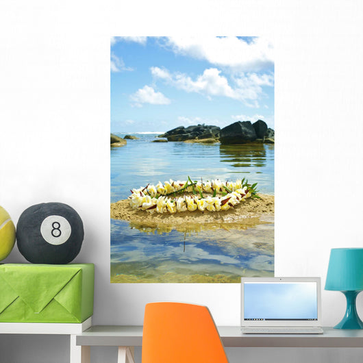 Plumeria Lei On Sand Wall Mural