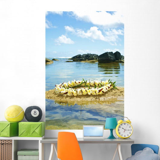 Plumeria Lei On Sand Wall Mural