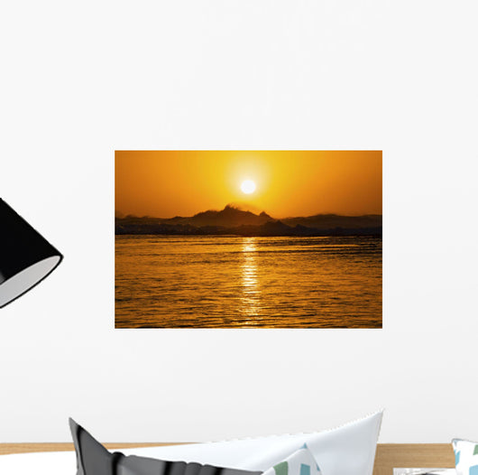 Beautiful Orange Sunset Over Ocean Along Ke'e Beach Wall Mural
