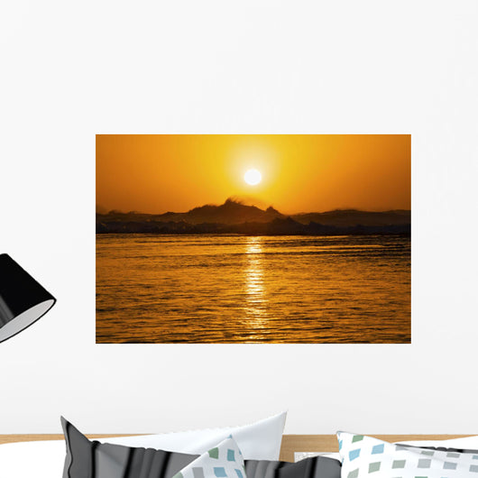Beautiful Orange Sunset Over Ocean Along Ke'e Beach Wall Mural