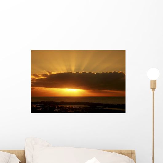 Sun Behind Cloud Sending Sunrays Into The Sky Wall Mural