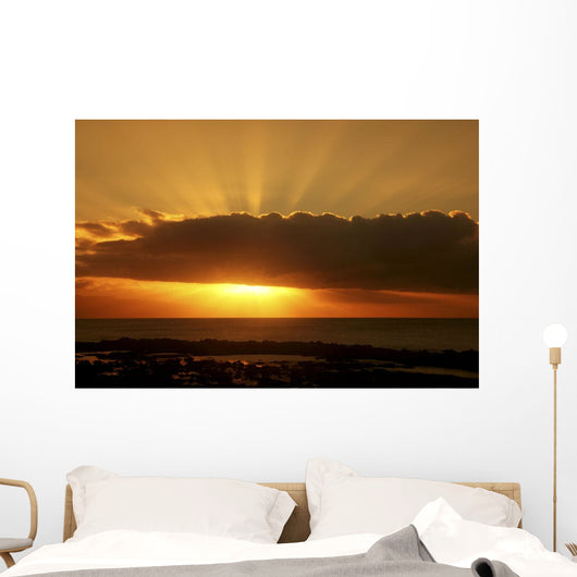 Sun Behind Cloud Sending Sunrays Into The Sky Wall Mural