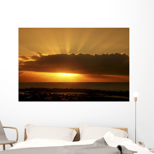 Sun Behind Cloud Sending Sunrays Into The Sky Wall Mural