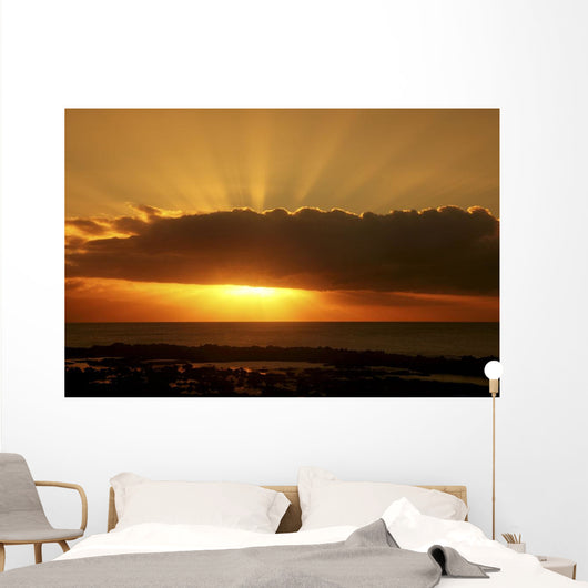 Sun Behind Cloud Sending Sunrays Into The Sky Wall Mural
