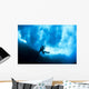Hawaii, Lanai, Diver Near Cathedral Underneath A Billowing Wave Wall Mural