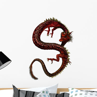 Eastern Dragon Wall Decal shown on a wall