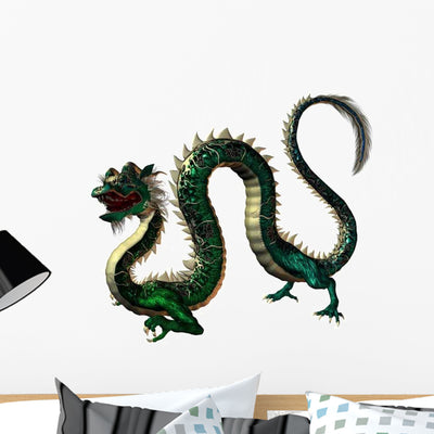 Eastern Dragon Wall Decal shown on a wall